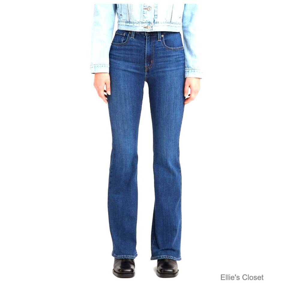 High Rise Flare Jeans, Tight Through Hip and Thigh